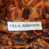 Ulla Johnson Tiered Midi Dress Aliya Ochre Printed Ruffled Silk Chiffon Size 8