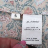 Ulla Johnson Elm Eyelet-Embroidered Tie-Neck Top Peach/Green Floral Print Size 6