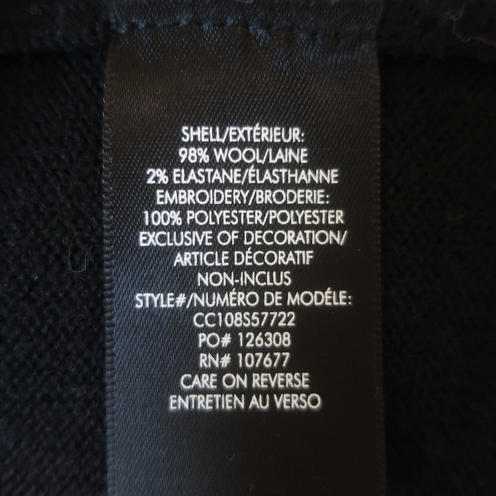 Alice + Olivia Bradford Floral-Embroidered Cardigan Black Wool Size Medium
