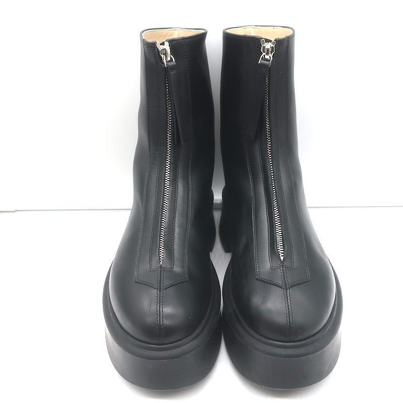 The Row Zipped Combat Boots Black Leather Size 39 Platform Ankle Boots