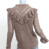 Ulla Johnson Maritza Ruffled Cashmere Sweater Brown Pointelle Knit Size Small