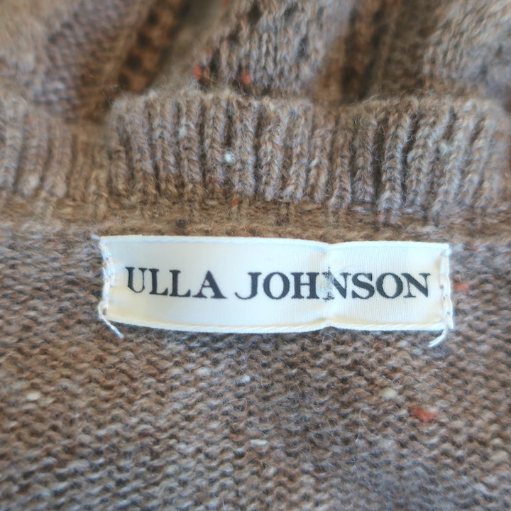 Ulla Johnson Maritza Ruffled Cashmere Sweater Brown Pointelle Knit Size Small