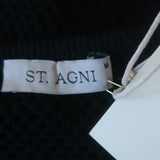 St. Agni Long Sleeve Mesh Maxi Dress Black Cotton Size Medium NEW