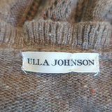 Ulla Johnson Maritza Ruffled Cashmere Sweater Brown Pointelle Knit Size Small