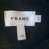 FRAME Rosette Puff Sleeve Button-Down Shirt Black Cotton Size Large