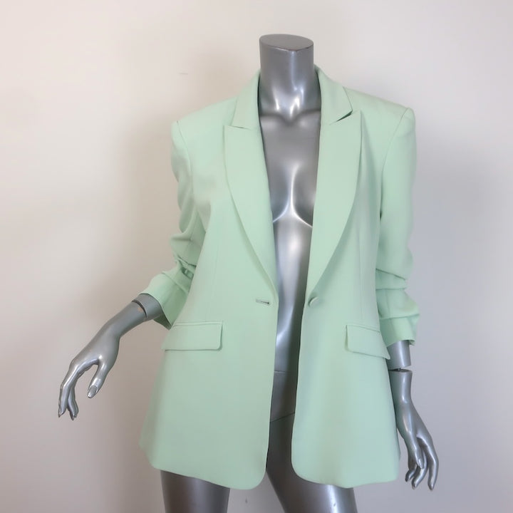 Cinq a Sept Cheyenne Scrunched-Sleeve Blazer Celadon Crepe Size 10 NEW