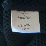 St. Agni Long Sleeve Mesh Maxi Dress Black Cotton Size Medium NEW