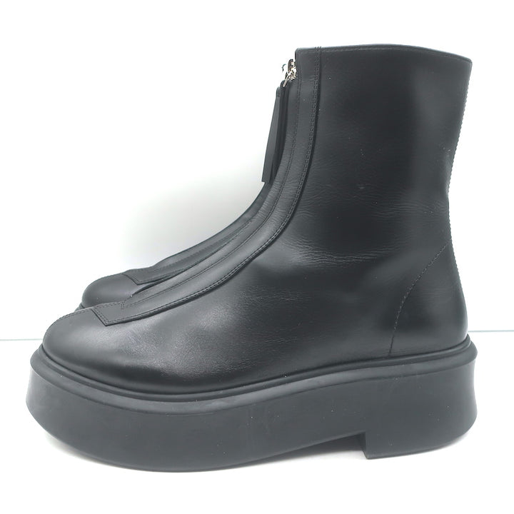 The Row Zipped Combat Boots Black Leather Size 39 Platform Ankle Boots
