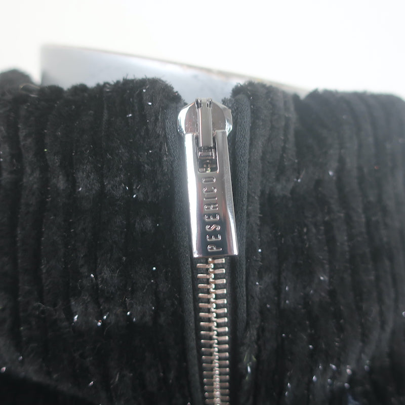 Peserico Glittery Corduroy Down Puffer Vest Black Size 36 NEW