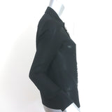 Alice + Olivia Willa Crystal Placket Long Sleeve Blouse Black Silk Size Small