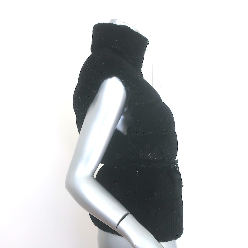Peserico Glittery Corduroy Down Puffer Vest Black Size 36 NEW
