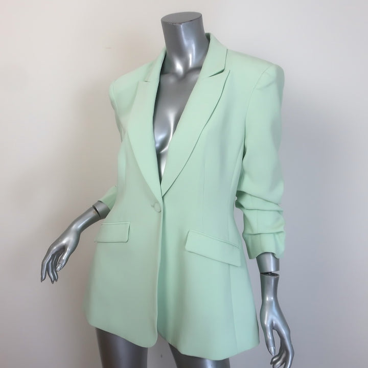 Cinq a Sept Cheyenne Scrunched-Sleeve Blazer Celadon Crepe Size 10 NEW