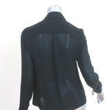 Alice + Olivia Willa Crystal Placket Long Sleeve Blouse Black Silk Size Small