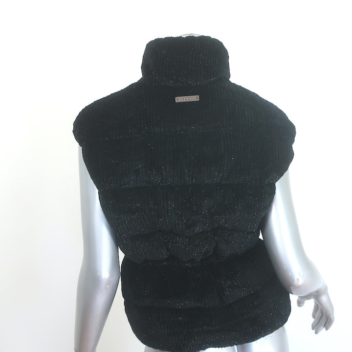 Peserico Glittery Corduroy Down Puffer Vest Black Size 36 NEW