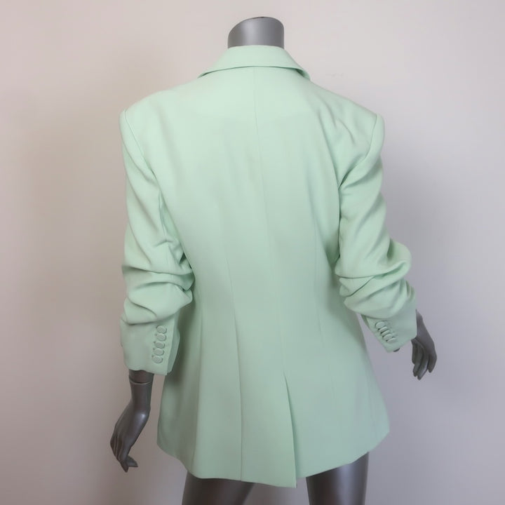 Cinq a Sept Cheyenne Scrunched-Sleeve Blazer Celadon Crepe Size 10 NEW