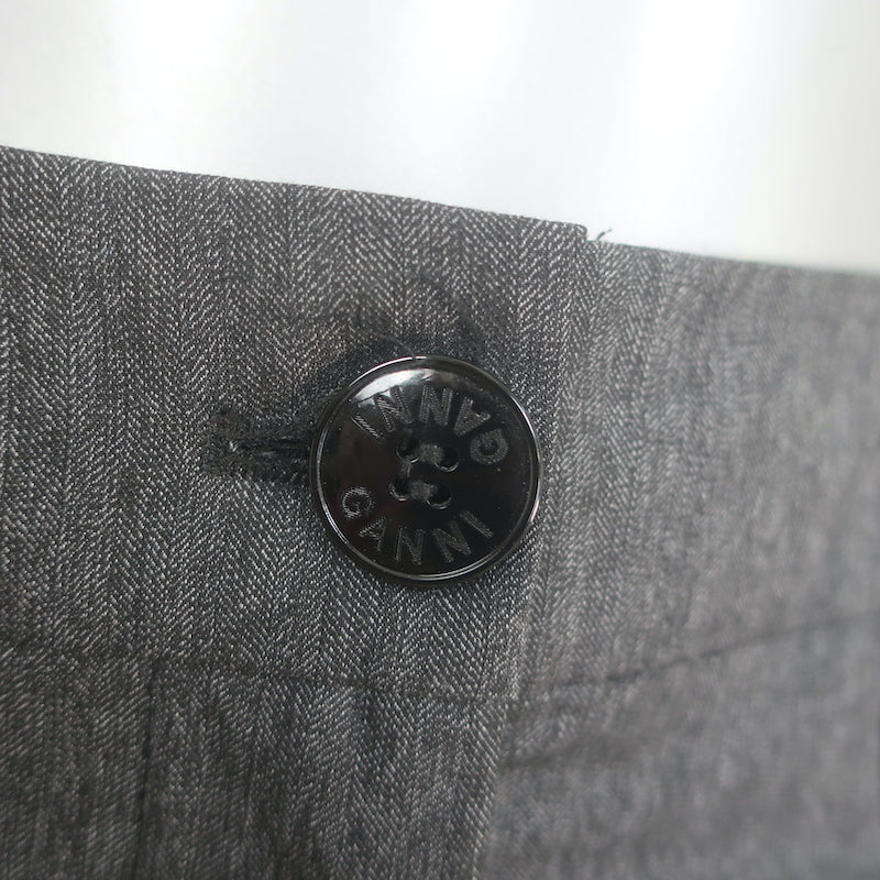 GANNI Wide Leg High Rise Pants Dark Gray Stretch Suiting Size 32