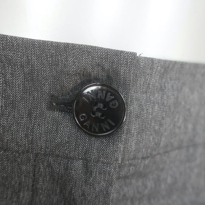 GANNI Wide Leg High Rise Pants Dark Gray Stretch Suiting Size 32