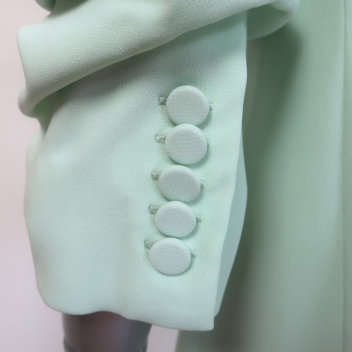 Cinq a Sept Cheyenne Scrunched-Sleeve Blazer Celadon Crepe Size 10 NEW