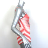 Christian Dior Dioriviera Striped Bodysuit Coral/White Stretch Knit Size Medium NEW