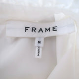 FRAME Ruffle Neck Button-Back Blouse White Cotton Size Medium Long Sleeve Top