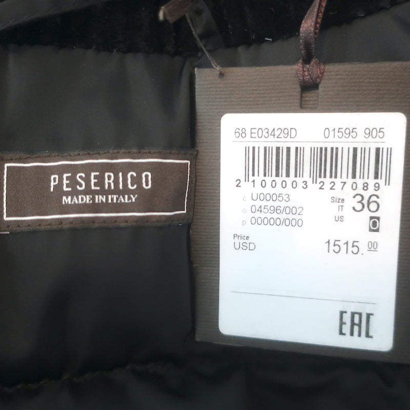 Peserico Glittery Corduroy Down Puffer Vest Black Size 36 NEW