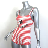 Christian Dior Dioriviera Striped Bodysuit Coral/White Stretch Knit Size Medium NEW