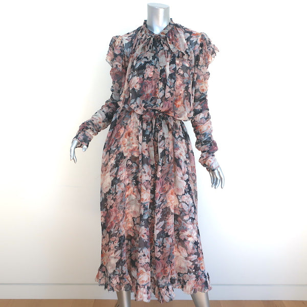 Zimmermann Long Sleeve Maxi Dress Tempest Frolic Floral Print Chiffon – Celebrity Owned Zimmermann Long Sleeve Maxi Dress Tempest Frolic Floral Print Chiffon – Celebrity Owned