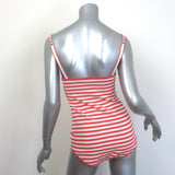 Christian Dior Dioriviera Striped Bodysuit Coral/White Stretch Knit Size Medium NEW