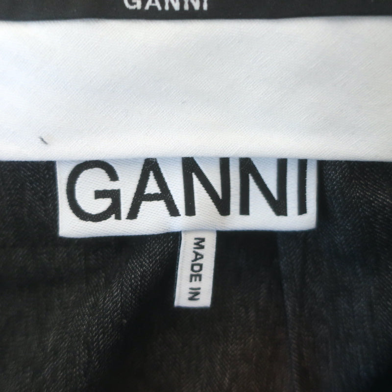 GANNI Wide Leg High Rise Pants Dark Gray Stretch Suiting Size 32