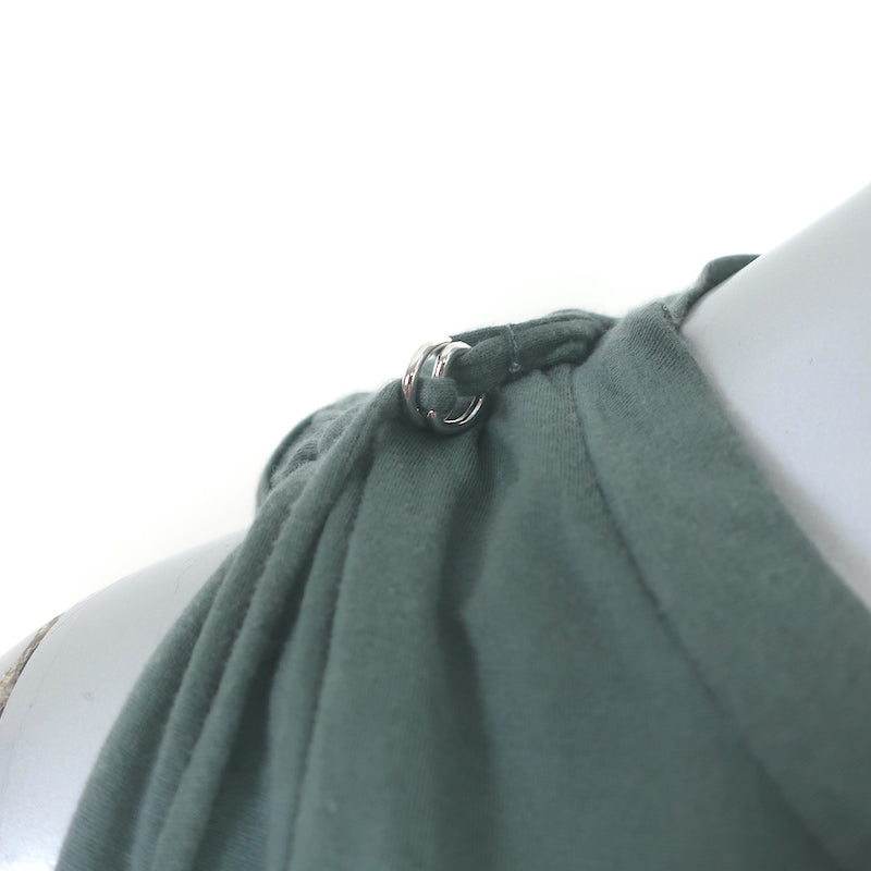 Isabel Marant Tie-Shoulder Tank Top Greenish Gray Cotton Size 38