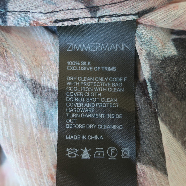 Zimmermann Long Sleeve Maxi Dress Tempest Frolic Floral Print Chiffon Size 3 NEW