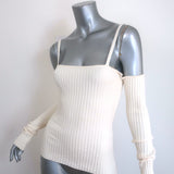 Anna Quan Bonnie Cold-Shoulder Rib Knit Top Ivory Stretch Cotton Size AU 10 US 6 NEW