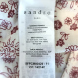 Sandro Puff Sleeve Top Miranda Cream/Red Sun Print Size 2 Button-Up Blouse