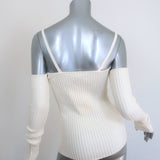 Anna Quan Bonnie Cold-Shoulder Rib Knit Top Ivory Stretch Cotton Size AU 10 US 6 NEW