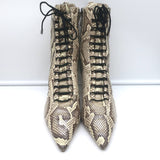 Alexandre Birman Millen Kitten Heel Ankle Boots Ivory Snakeskin Size 40.5