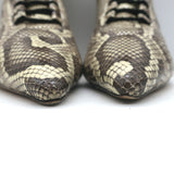 Alexandre Birman Millen Kitten Heel Ankle Boots Ivory Snakeskin Size 40.5