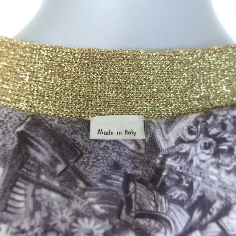 Gucci Loved Reversible Cardigan Gold Lurex &amp; Printed Silk Twill Size Extra Large