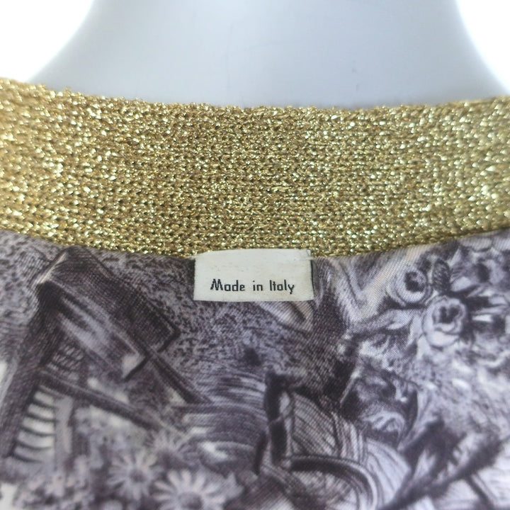 Gucci Loved Reversible Cardigan Gold Lurex &amp; Printed Silk Twill Size Extra Large