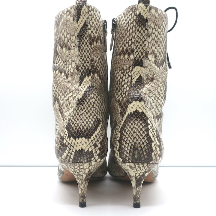 Alexandre Birman Millen Kitten Heel Ankle Boots Ivory Snakeskin Size 40.5