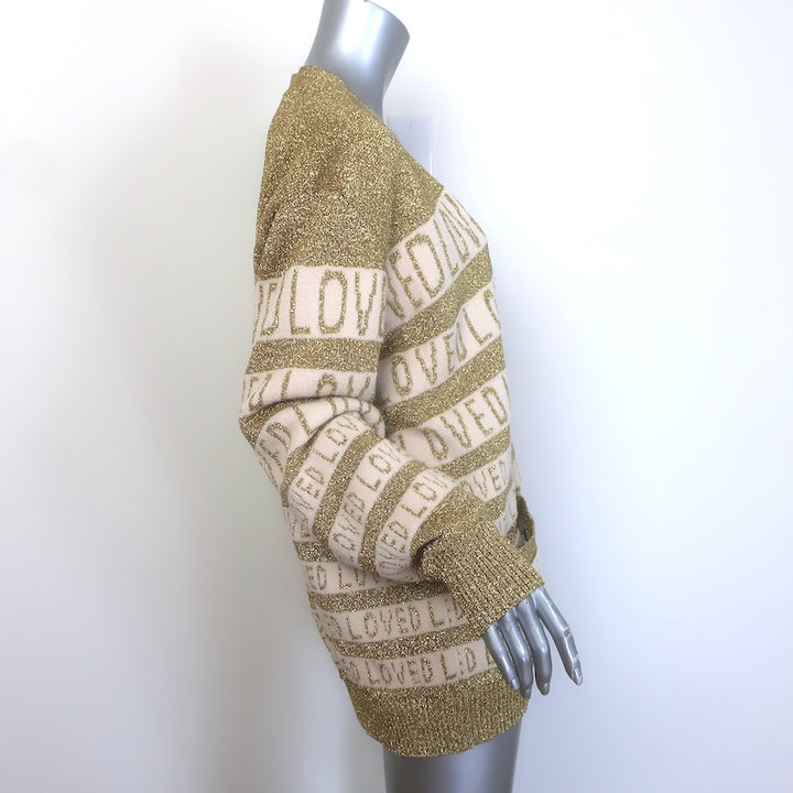 Gucci Loved Reversible Cardigan Gold Lurex &amp; Printed Silk Twill Size Extra Large