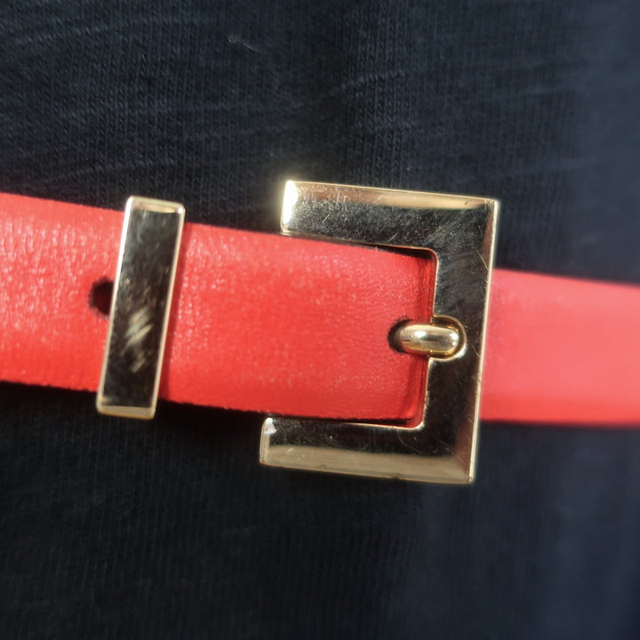 Valentino Rockstud Slim Belt Red Leather Gold Hardware Size Extra Small