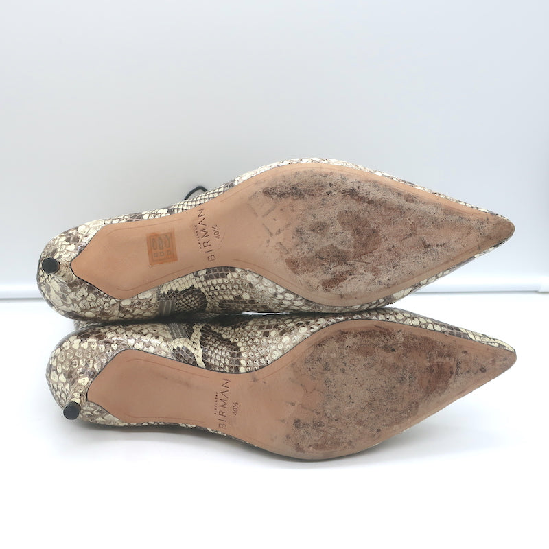 Alexandre Birman Millen Kitten Heel Ankle Boots Ivory Snakeskin Size 40.5