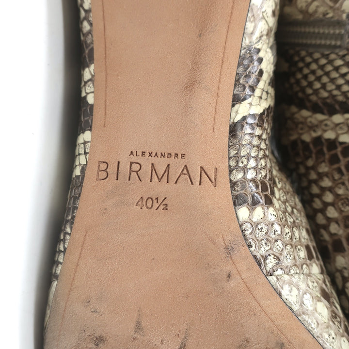 Alexandre Birman Millen Kitten Heel Ankle Boots Ivory Snakeskin Size 40.5