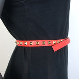 Valentino Rockstud Slim Belt Red Leather Gold Hardware Size Extra Small