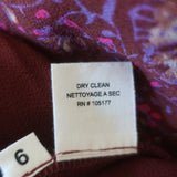 Ulla Johnson Asymmetric Midi Dress Ressie Burgundy Floral Print Silk Size 6