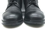 Manolo Blahnik Lugata Side-Zip Combat Boots Black Grained Leather Size 41