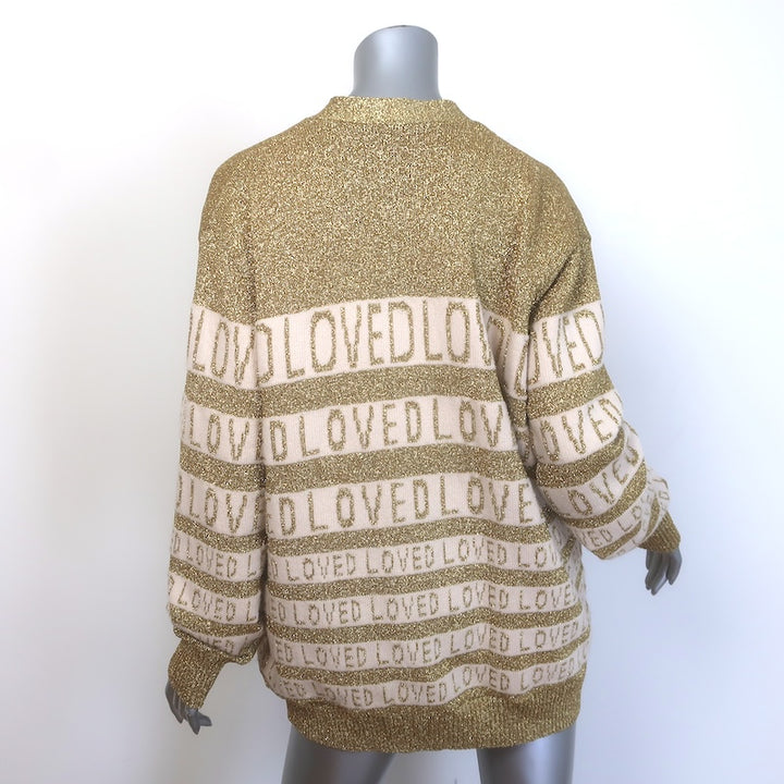 Gucci Loved Reversible Cardigan Gold Lurex &amp; Printed Silk Twill Size Extra Large