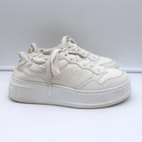 Gucci GG Embossed Low Top Sneakers White Leather Size 37.5
