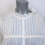 Nili Lotan Sarah Broderie Anglaise-Trim Blouse Cream Cotton Voile Size Medium