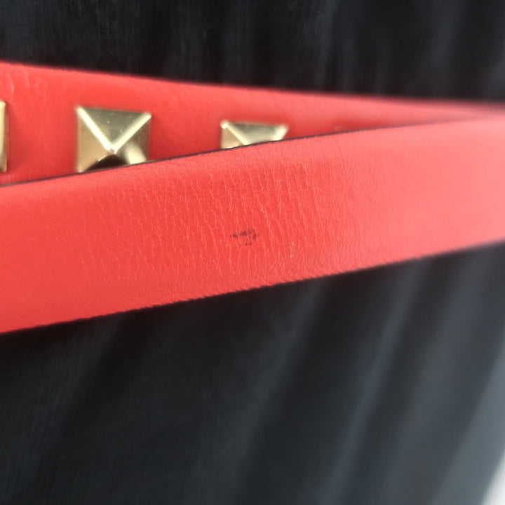Valentino Rockstud Slim Belt Red Leather Gold Hardware Size Extra Small